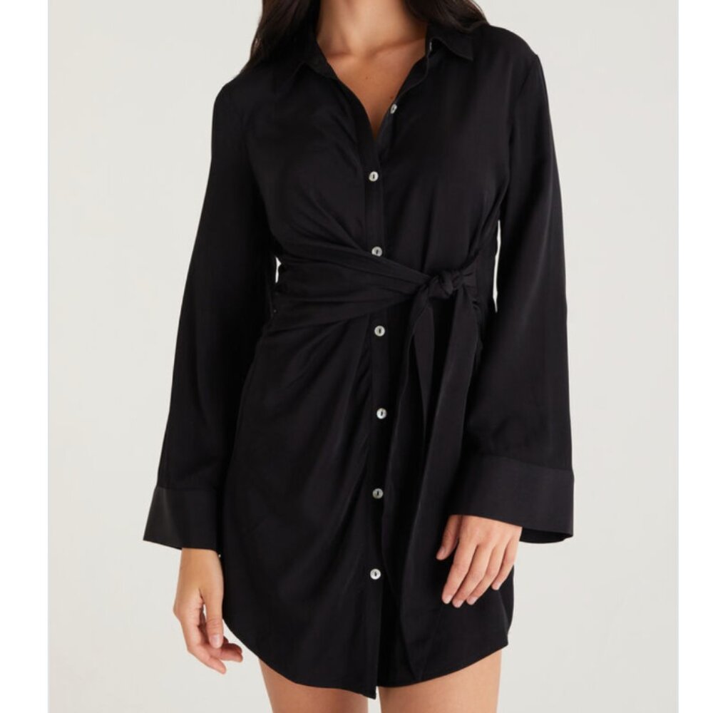 DALLON CUPRO MINI DRESS, BLACK